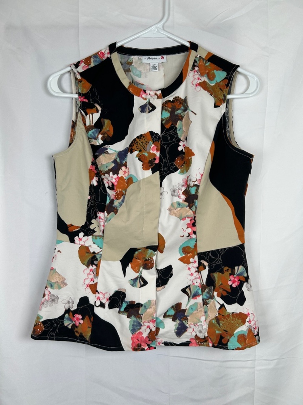 3.1 Phillip Lim Target Peplum Blouse Small Floral Sleeveless Zip Designer Collab
